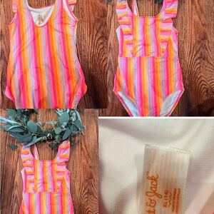 Cat & Jack Pink and Orange Striped Swimsuit